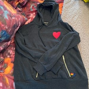 EUC Aviator Nation sz large hoodie with heart and gold zippers